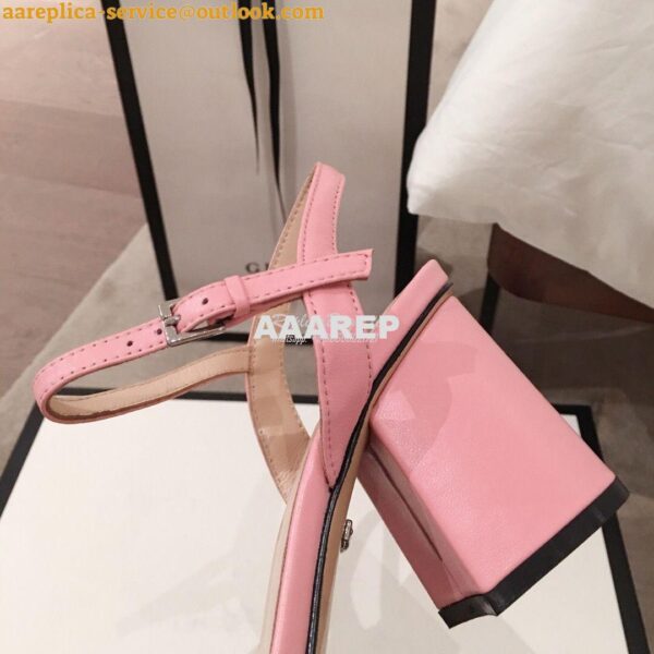 Replica Gucci Leather Mid-Heel Sandal 453379 Pastel Color 17