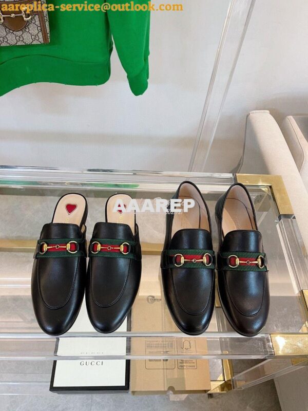 Replica Gucci Loafer Leather with Web 631619 Black 4