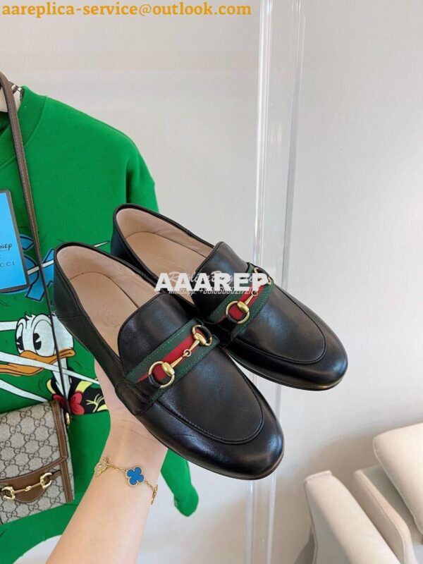 Replica Gucci Loafer Leather with Web 631619 Black 5