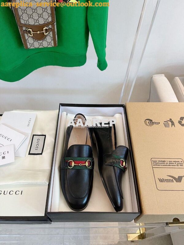 Replica Gucci Loafer Leather with Web 631619 Black 6