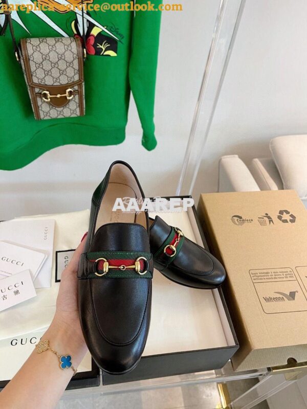 Replica Gucci Loafer Leather with Web 631619 Black 7