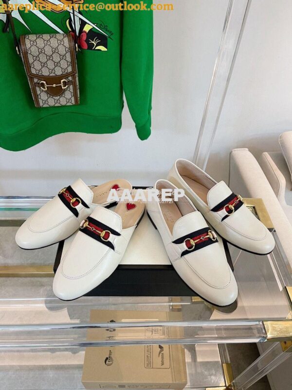 Replica Gucci Loafer Leather with Web 631619 White 3