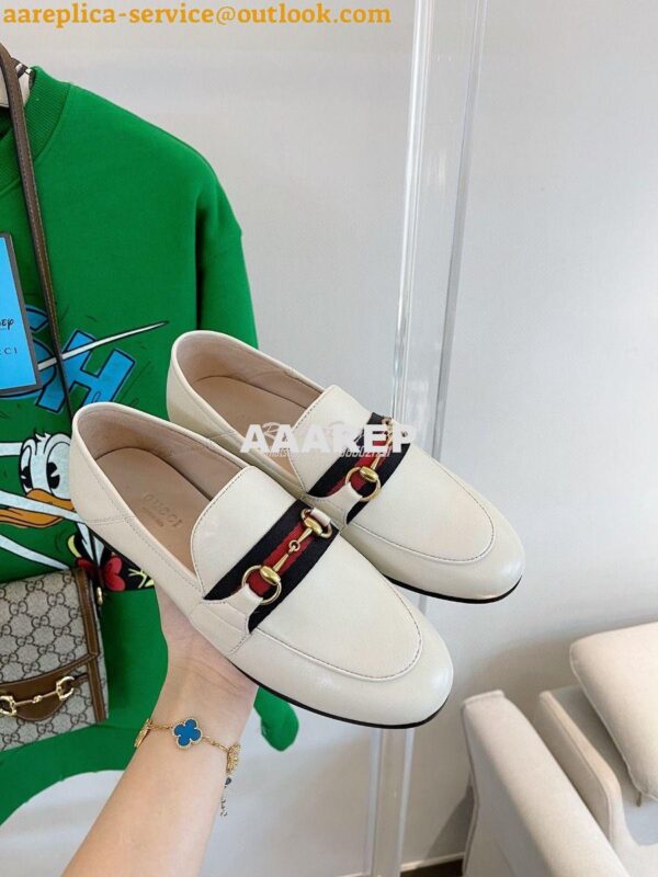 Replica Gucci Loafer Leather with Web 631619 White 6