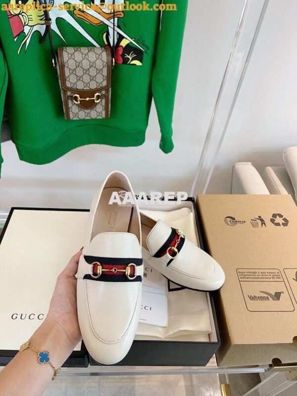 Replica Gucci Loafer Leather with Web 631619 White 7