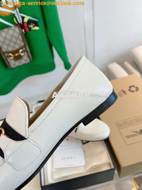 Replica Gucci Loafer Leather with Web 631619 White 9