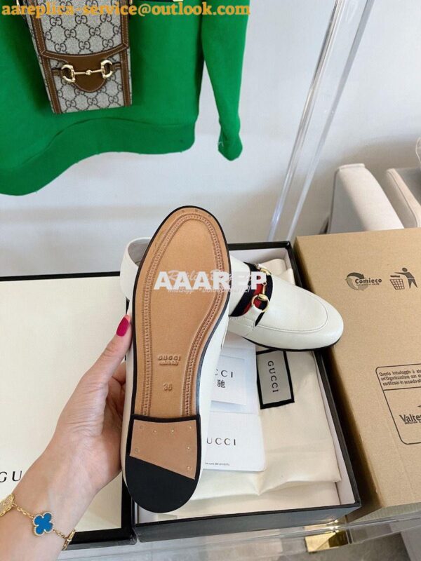 Replica Gucci Loafer Leather with Web 631619 White 11