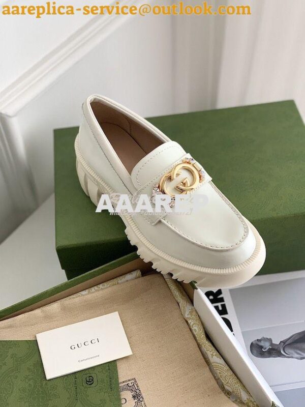 Replica Gucci lug sole Interlocking G with crystals Loafer 700271 6