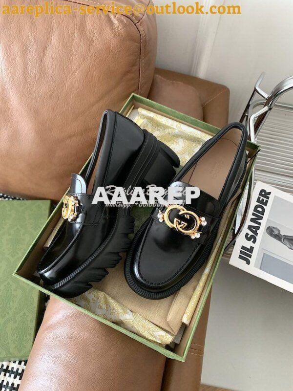 Replica Gucci lug sole Interlocking G with crystals Loafer 700271 16