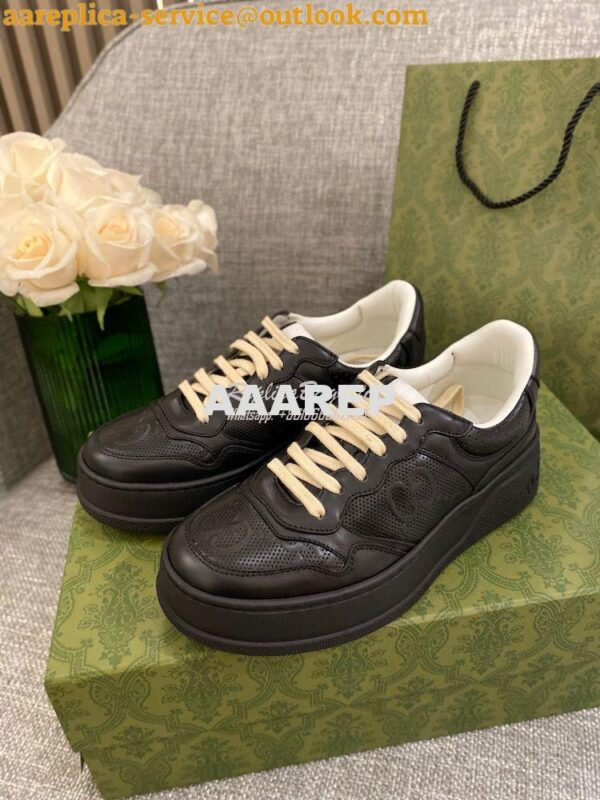 Replica Gucci Men Female GG Embossed Sneaker 670408 Black 3