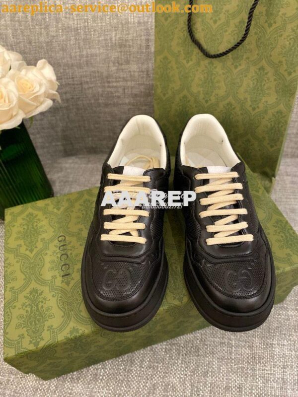 Replica Gucci Men Female GG Embossed Sneaker 670408 Black 4