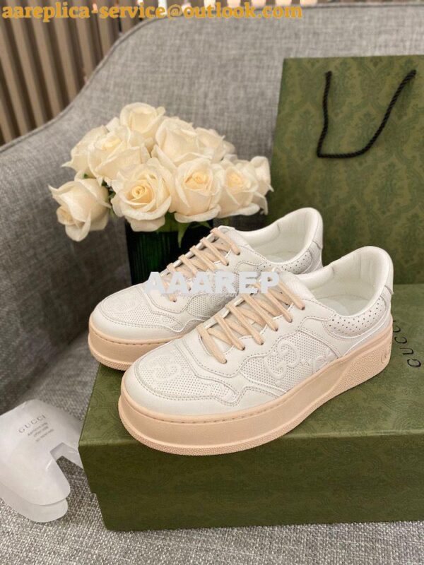 Replica Gucci Men Female GG Embossed Sneaker 670408 White Beige 3