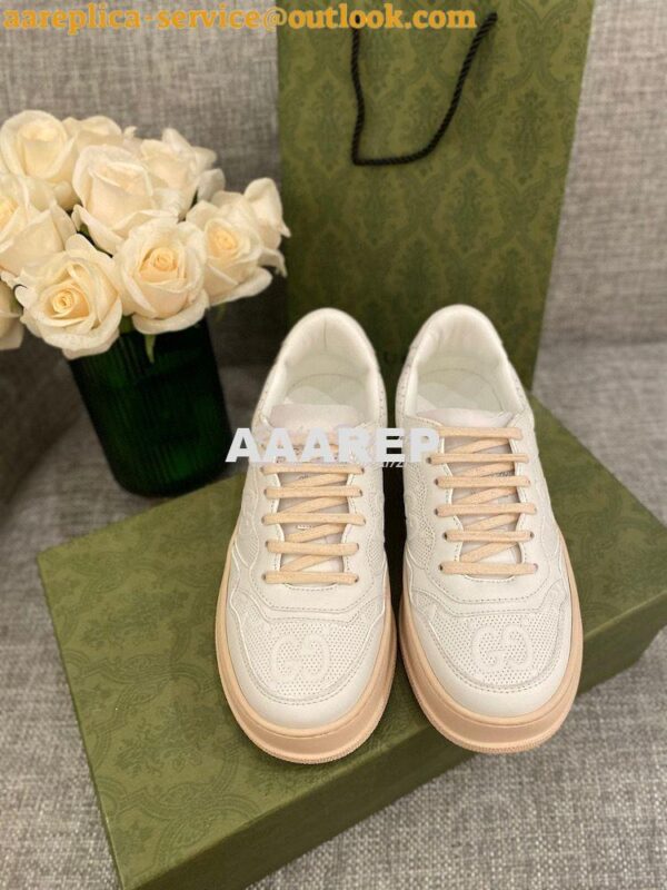 Replica Gucci Men Female GG Embossed Sneaker 670408 White Beige 4