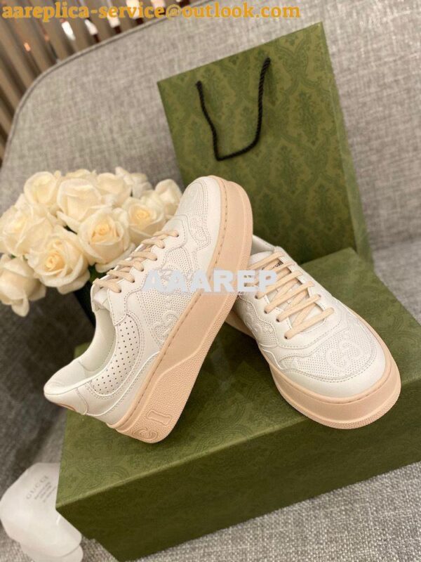 Replica Gucci Men Female GG Embossed Sneaker 670408 White Beige 6