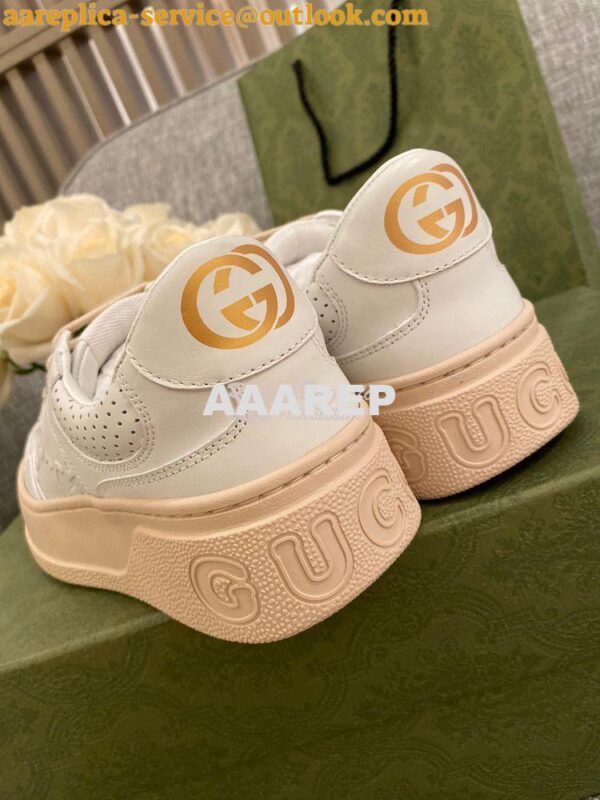 Replica Gucci Men Female GG Embossed Sneaker 670408 White Beige 8