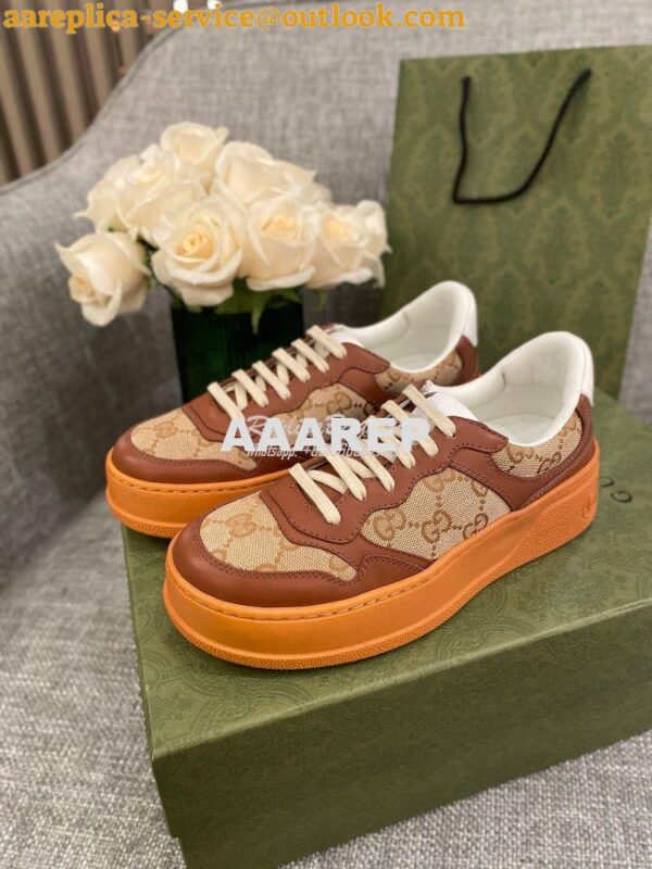 Replica Gucci Men Female GG Sneaker With Web 670408 Brown 3