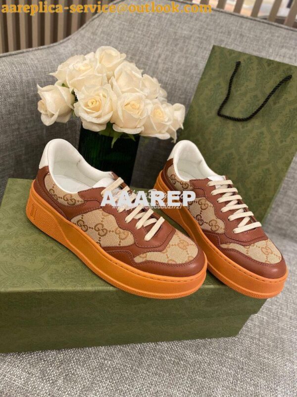 Replica Gucci Men Female GG Sneaker With Web 670408 Brown 5