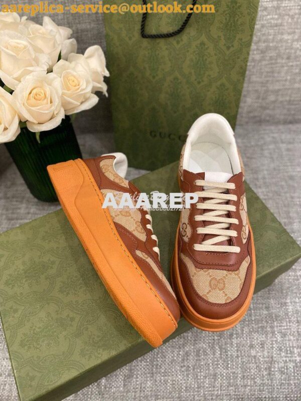 Replica Gucci Men Female GG Sneaker With Web 670408 Brown 9