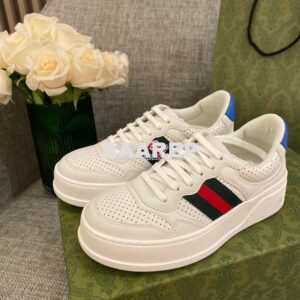 Replica Gucci Men Female GG Sneaker With Web 670408 White