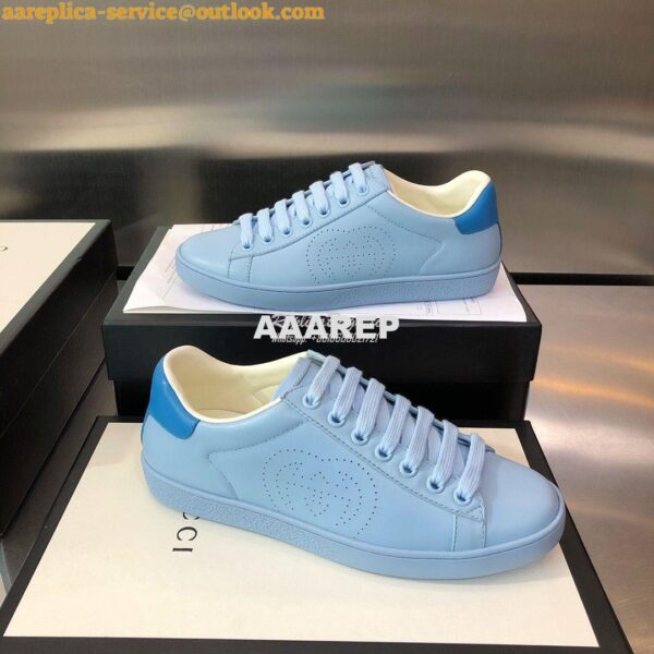 Replica Gucci Men Women's Ace Sneaker with Interlocking G 598527 Blue 3