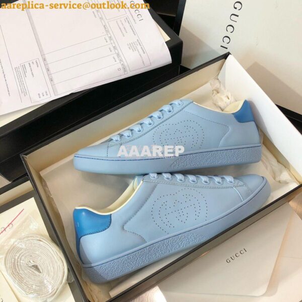 Replica Gucci Men Women's Ace Sneaker with Interlocking G 598527 Blue 6