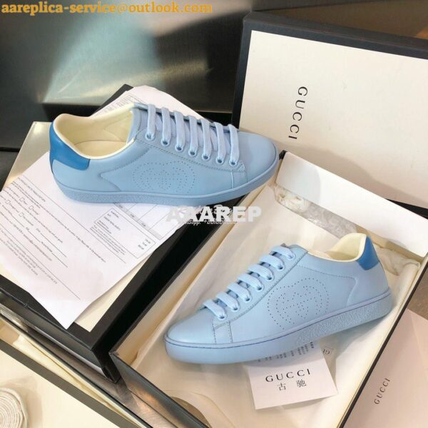 Replica Gucci Men Women's Ace Sneaker with Interlocking G 598527 Blue 8