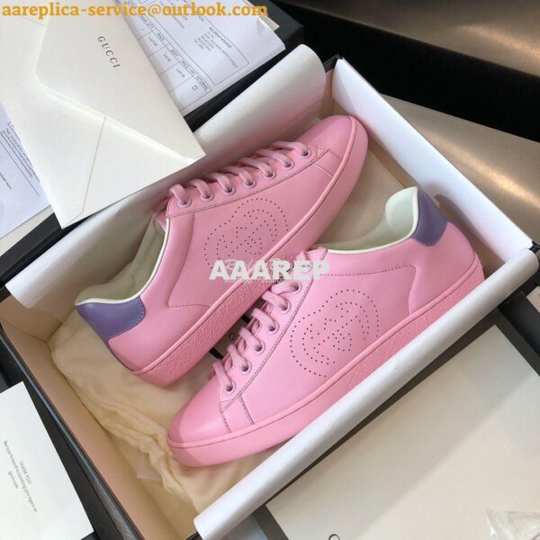 Replica Gucci Men Women's Ace Sneaker with Interlocking G 598527 Pink 5