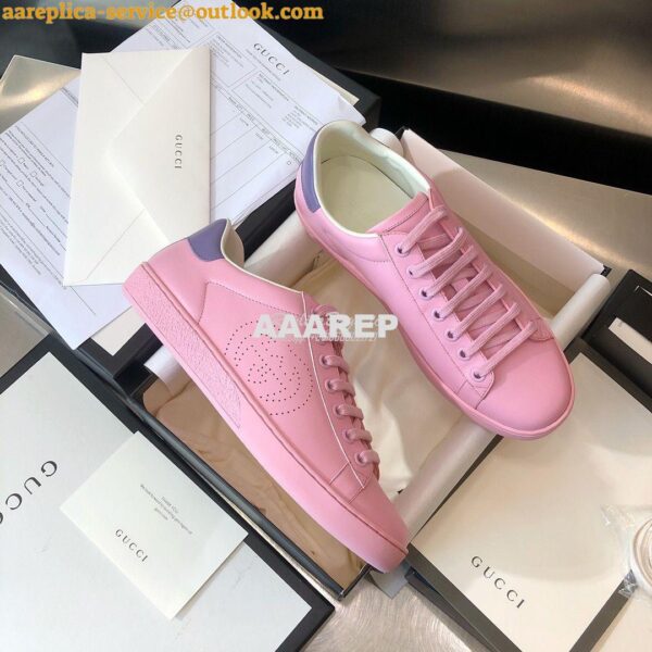 Replica Gucci Men Women's Ace Sneaker with Interlocking G 598527 Pink 9