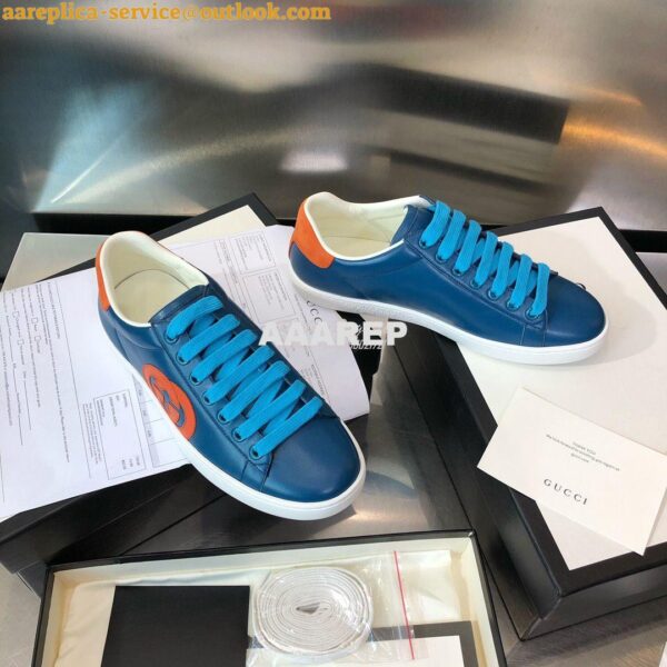 Replica Gucci Men Women's Ace Sneaker with Interlocking G 625783 Blue 5