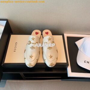 Replica Gucci Princetown Embroidered Leather Slipper 505268 White