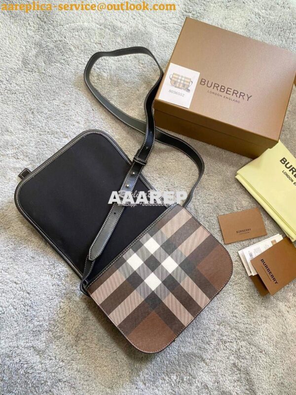 Replica Burberry Check E-canvas Messenger Bag Dark Birch Brown 8036552 8