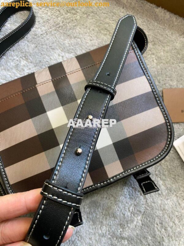 Replica Burberry Check E-canvas Messenger Bag Dark Birch Brown 8036552 12