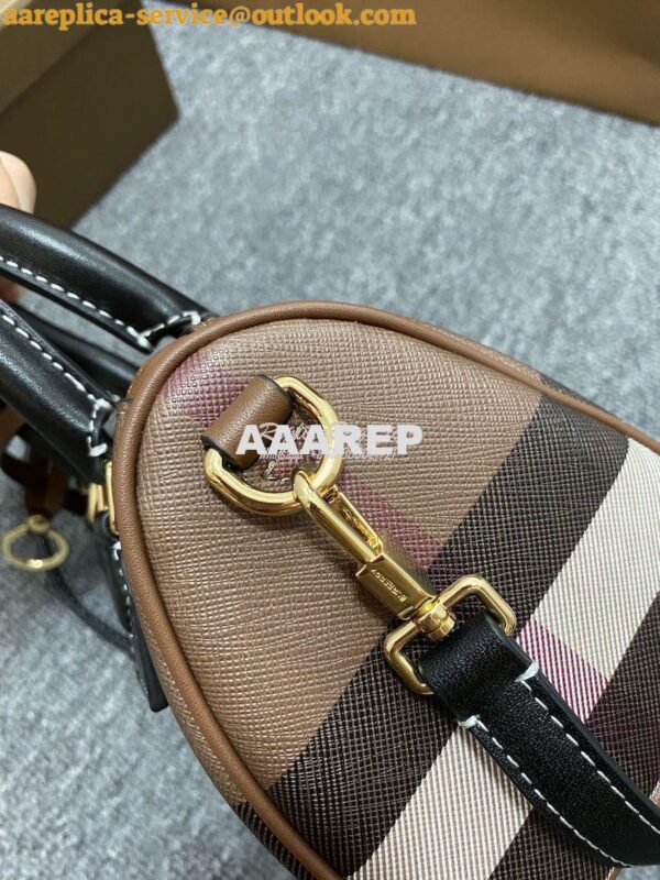 Replica Burberry Check Mini Bowling Bag Dark Birch Brown 80534961 5