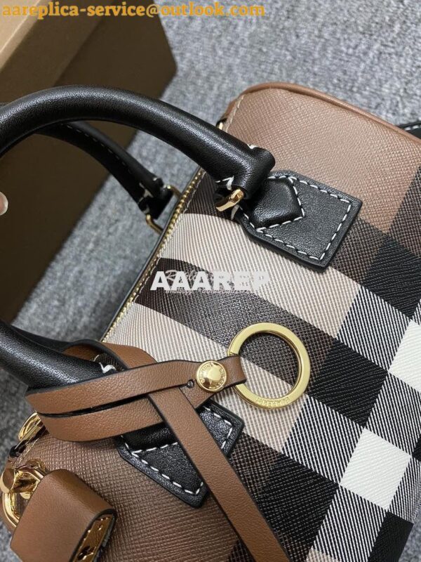 Replica Burberry Check Mini Bowling Bag Dark Birch Brown 80534961 7