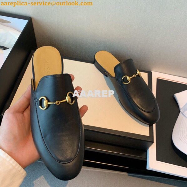 Replica Gucci Princetown Leather Slipper 423513 Black 6