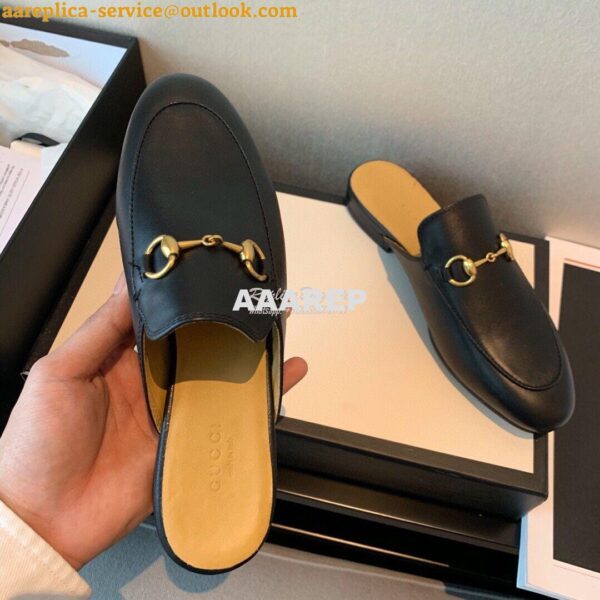 Replica Gucci Princetown Leather Slipper 423513 Black 7