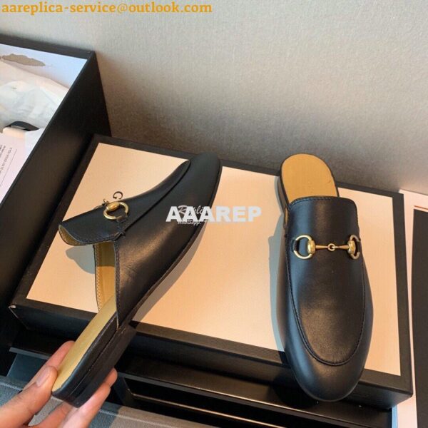 Replica Gucci Princetown Leather Slipper 423513 Black 10