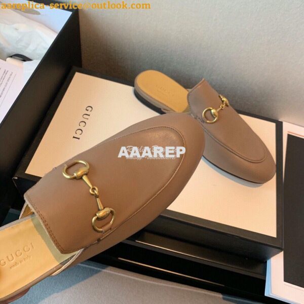 Replica Gucci Princetown Leather Slipper 423513 Brown 10