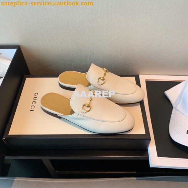 Replica Gucci Princetown Leather Slipper 423513 White 3