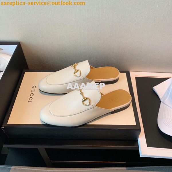 Replica Gucci Princetown Leather Slipper 423513 White 5