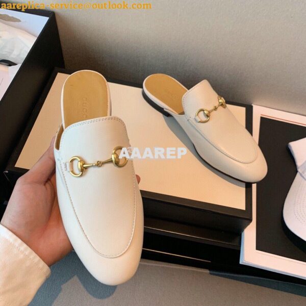 Replica Gucci Princetown Leather Slipper 423513 White 6