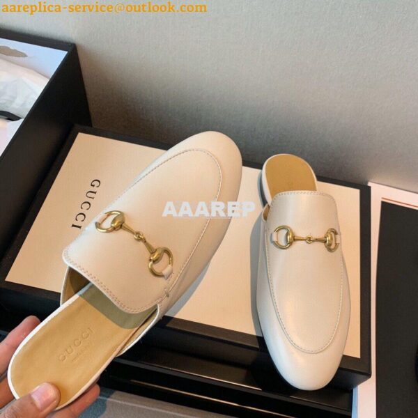 Replica Gucci Princetown Leather Slipper 423513 White 8