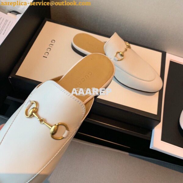 Replica Gucci Princetown Leather Slipper 423513 White 10