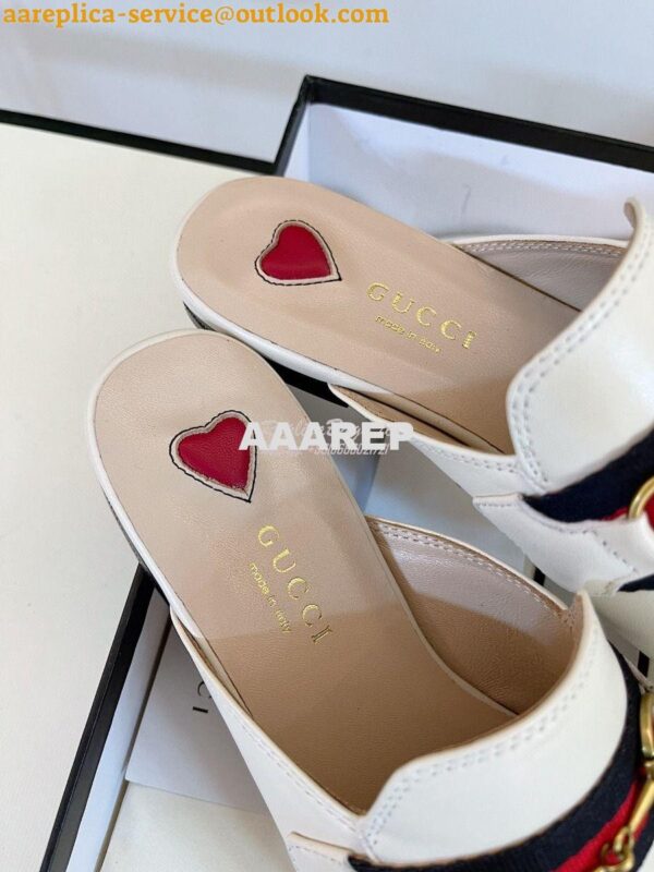 Replica Gucci Princetown Leather Slipper White with Web 629084 10