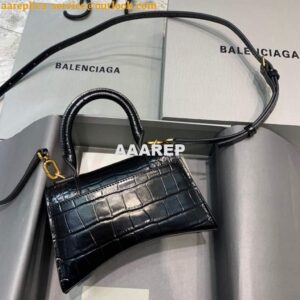 Replica Balenciaga 592833 Hourglass XS Top Handle Bag Black Gold 2