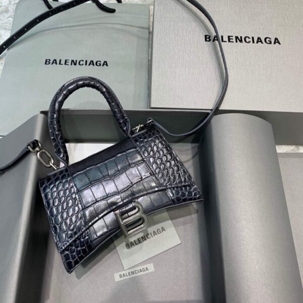 Replica Balenciaga 592833 Hourglass XS Top Handle Bag Black Silver 3