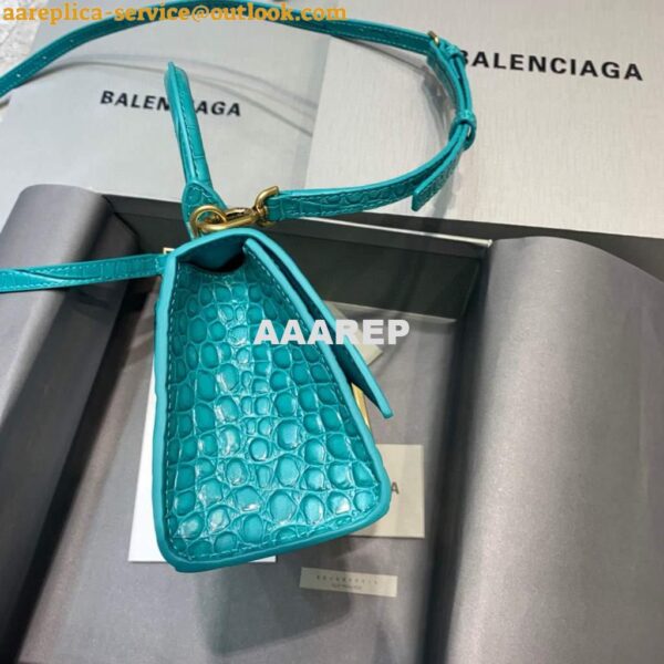 Replica Balenciaga 592833 Hourglass XS Top Handle Bag Blue Gold 4