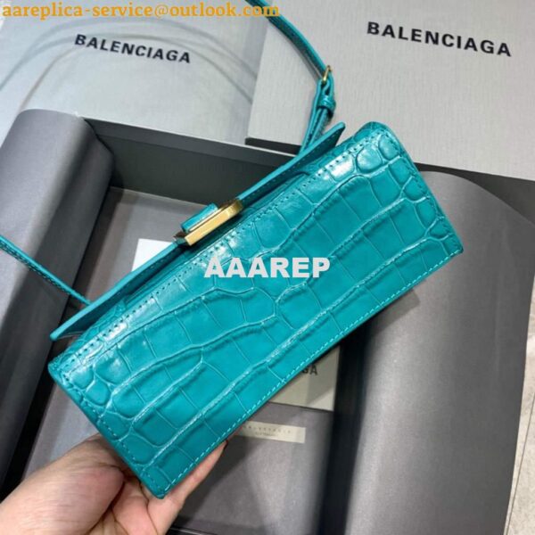 Replica Balenciaga 592833 Hourglass XS Top Handle Bag Blue Gold 5