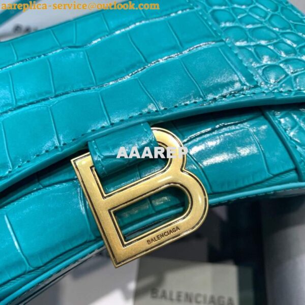 Replica Balenciaga 592833 Hourglass XS Top Handle Bag Blue Gold 6