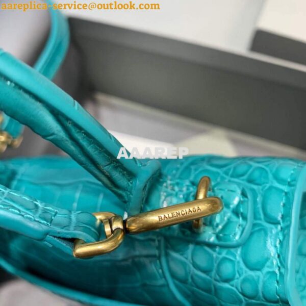 Replica Balenciaga 592833 Hourglass XS Top Handle Bag Blue Gold 7