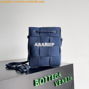 Replica Bottega Veneta BV Blue Small Cassette Denim Cross-Body Bucket